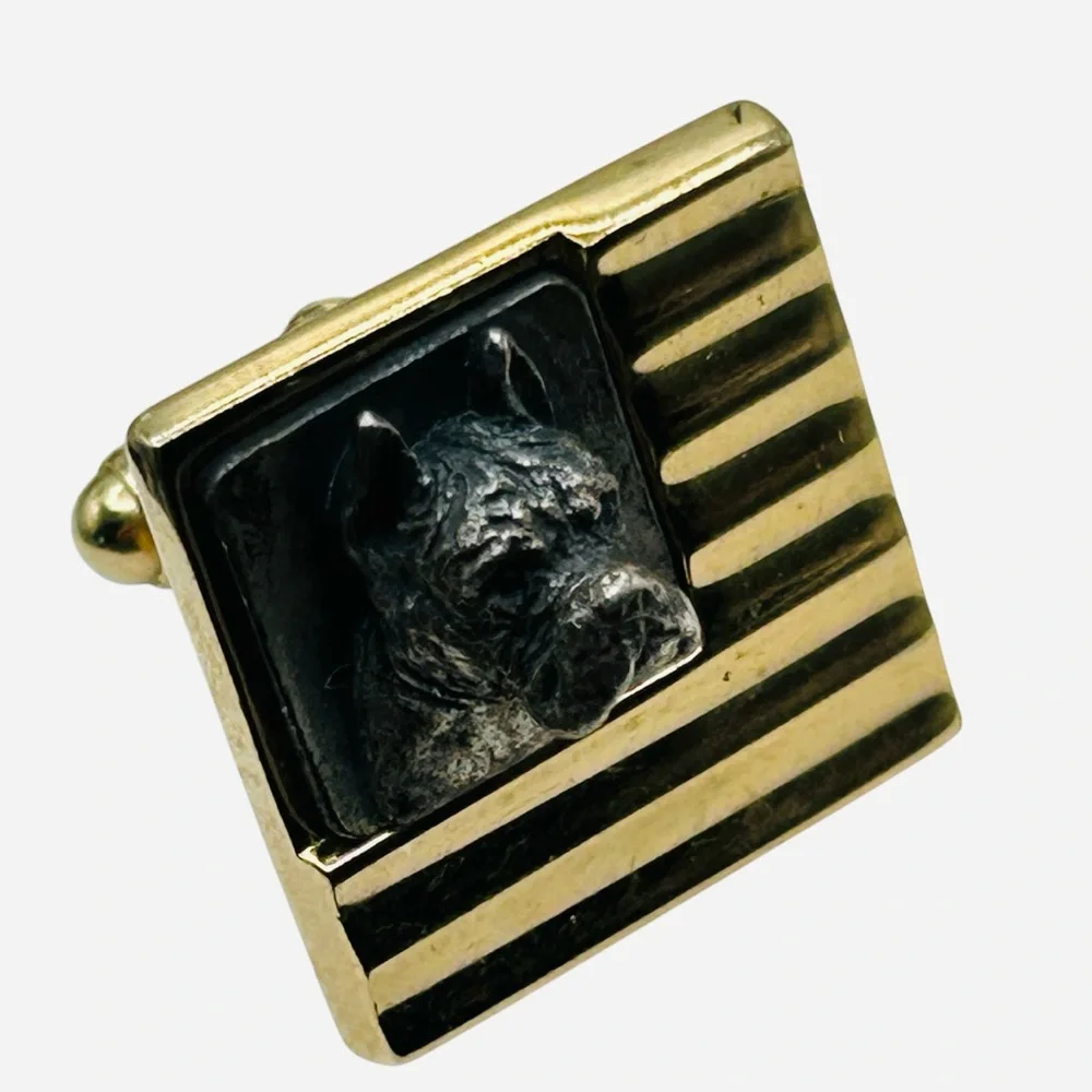 Vintage Anson Dimensional Boxer Dog Cuff Links